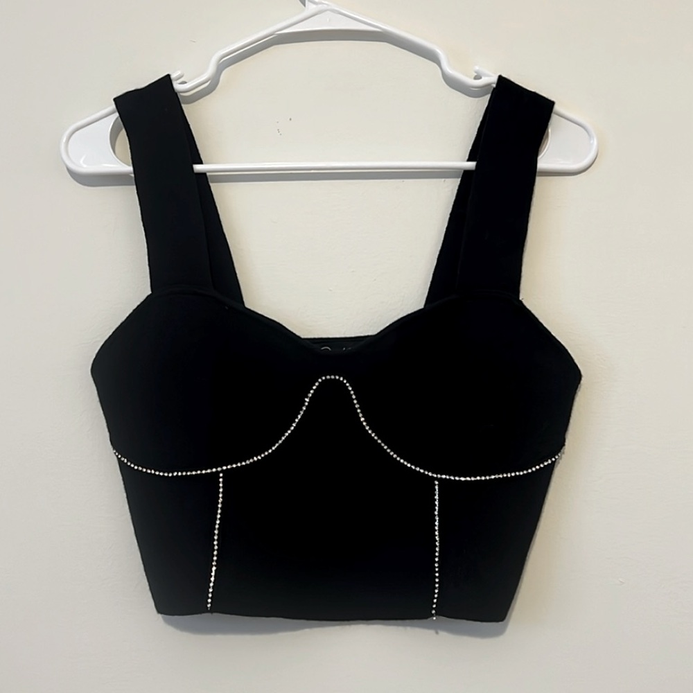 On 12th Rhinestone Bust Crop Top